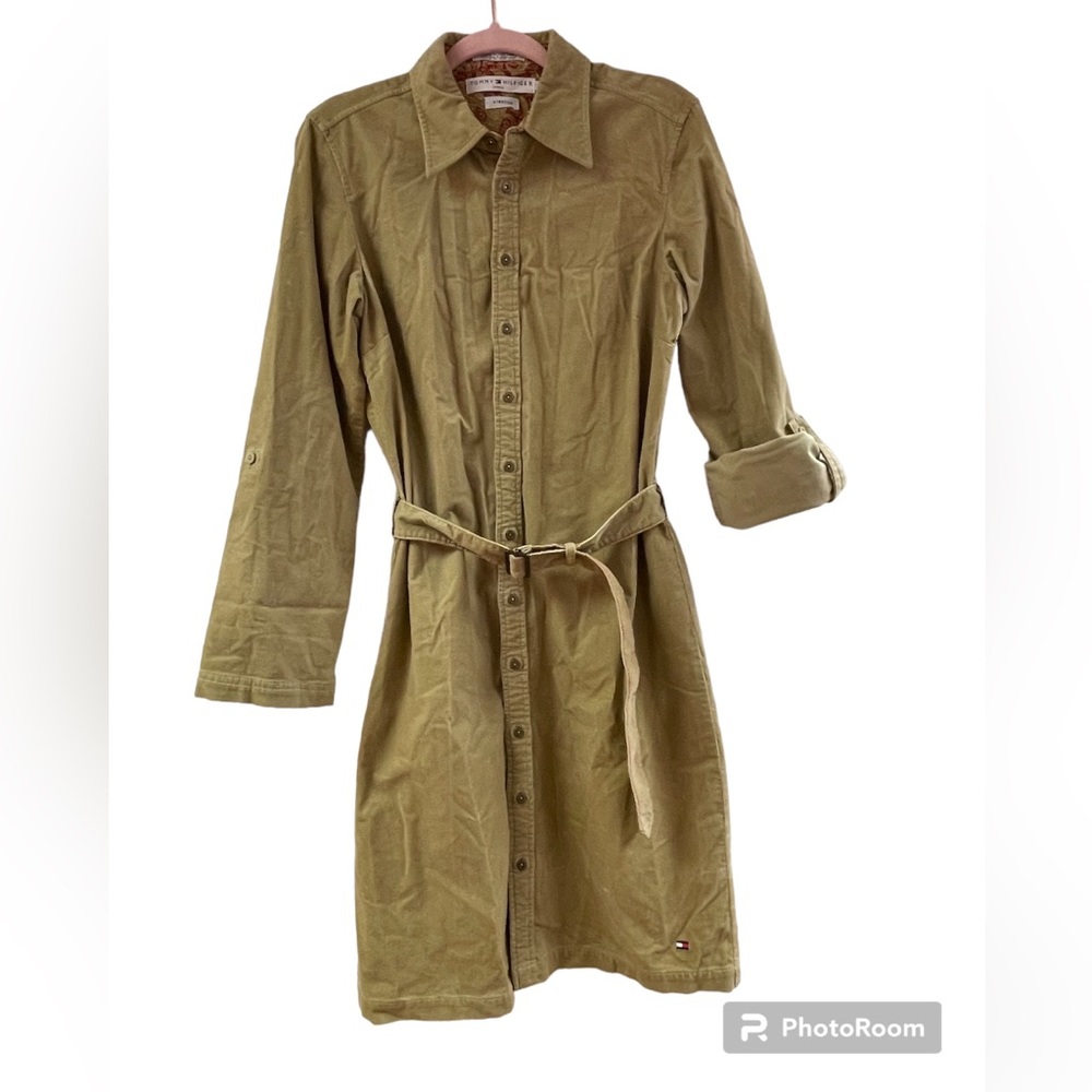 Tommy Hilfiger vintage mustard corduroy coat shirt dress 10